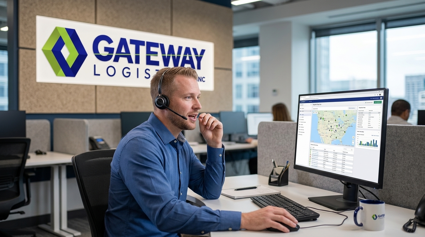A Gateway rep talking with a truck driver