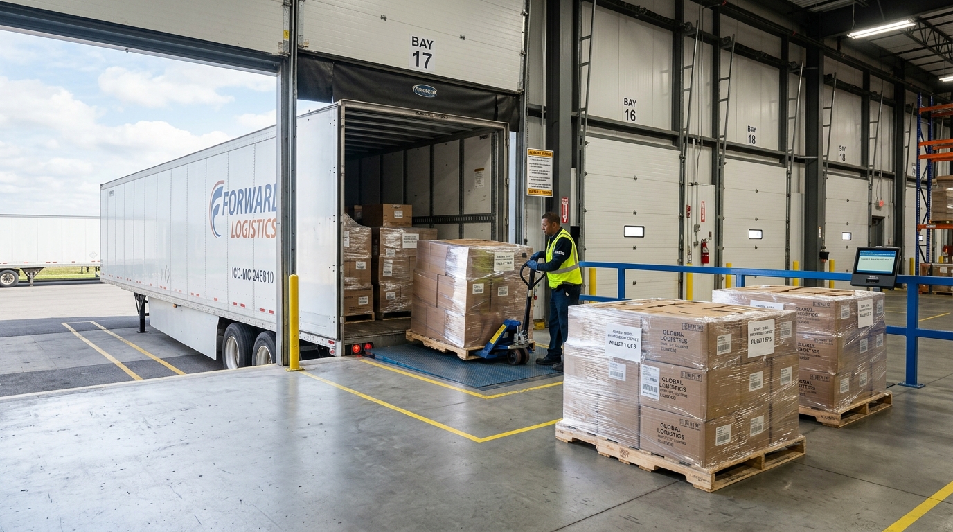 Freight delivered on time at a loading dock