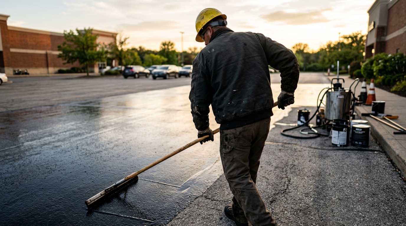 Extend your asphalt lifespan by years with professional protective sealcoating services.