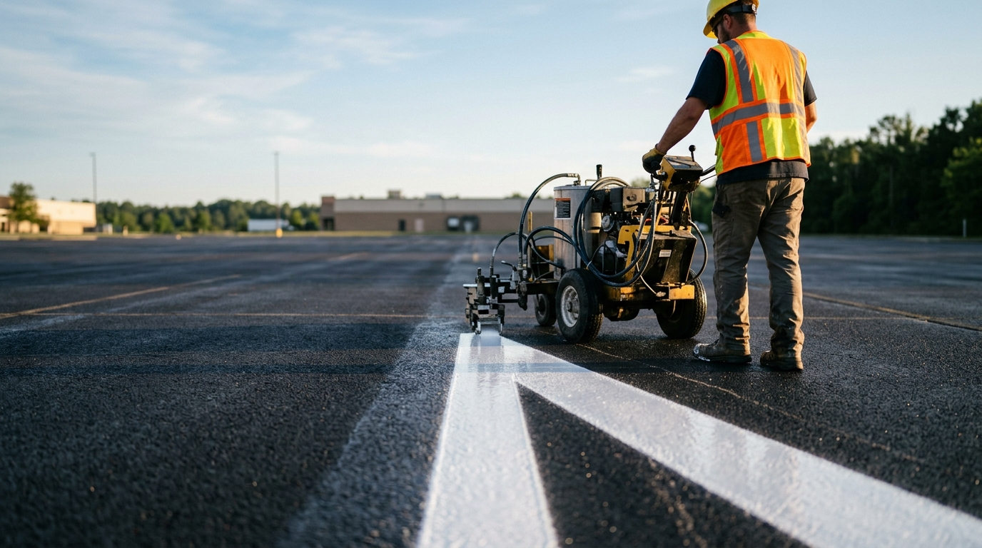 Get clear parking lot organization with precise line striping and marking services.